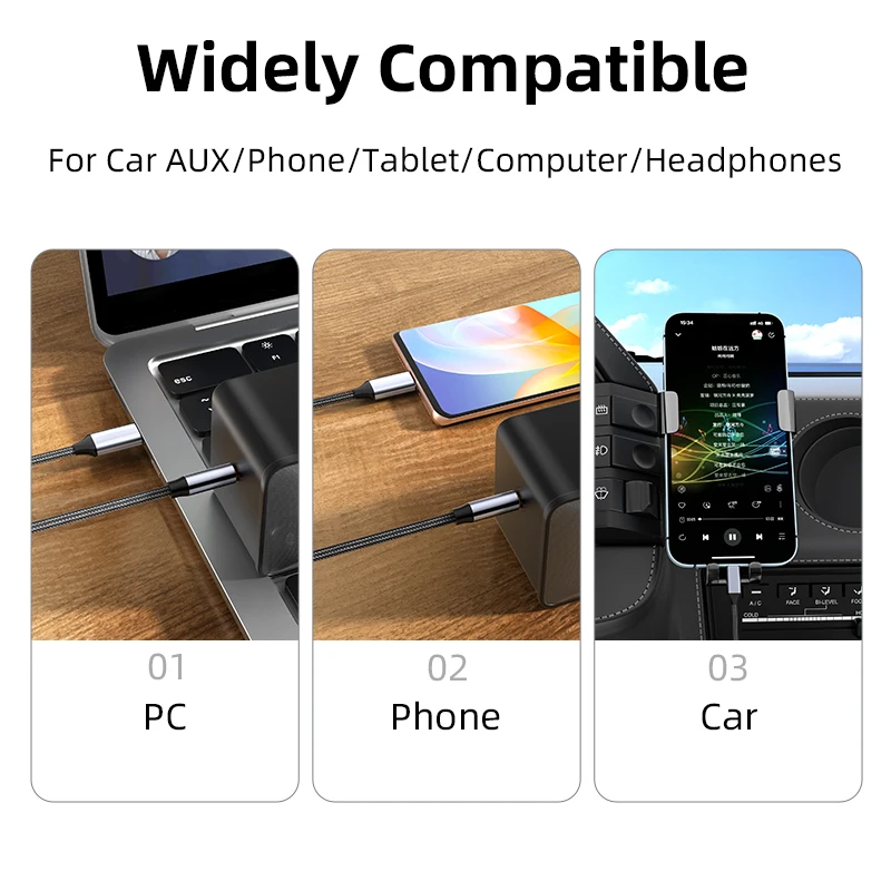 Аудиокабель Unnlink AUX USB C к разъему 3,5 мм, автомобильный динамик, адаптер для наушников для смартфона, универсальный провод-конвертер типа C