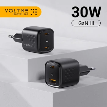 VOLTME 30W GaN 충전기 PD 고속 USB C 타입 충전기, USB A + USB C 충전기, QC PD 3.0 4.0, 아이폰 13, 샤오미, 삼성 맥스, 맥북용 