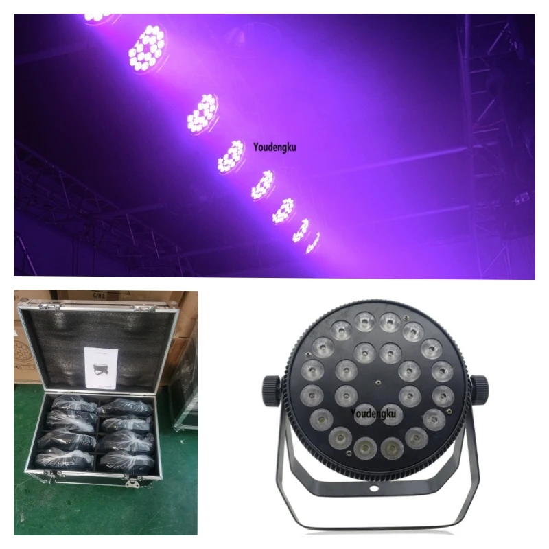 Reflector par led plano para club nocturno, equipo de luces de 24x18W, 6 en 1, RGBWAUV, 8 unidades