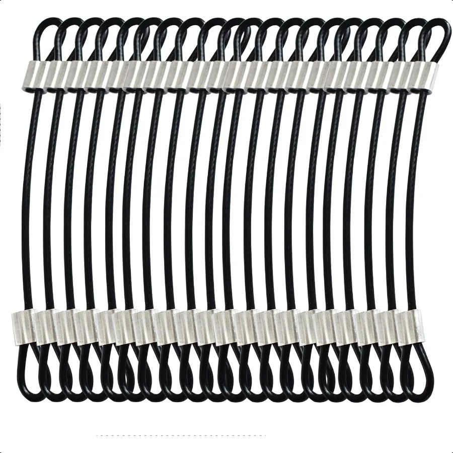 

1 диаметр проволоки 8 дюймов, проушины для троса из нержавеющей стали, петли, короткий веревочный ремешок, безопасный трос, замок-цепочка с виниловой крышкой, 20 шт., 6 дюймов