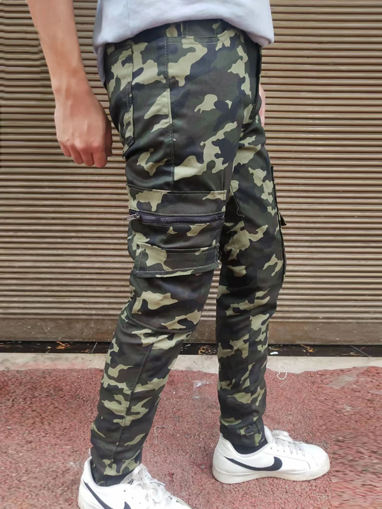 Autumn Men\'s Stretch Camouflage Biker Jeans High Quality Casual Denim Cargo Pants Men Slim-fit Multi-pocket Jogging Trousers