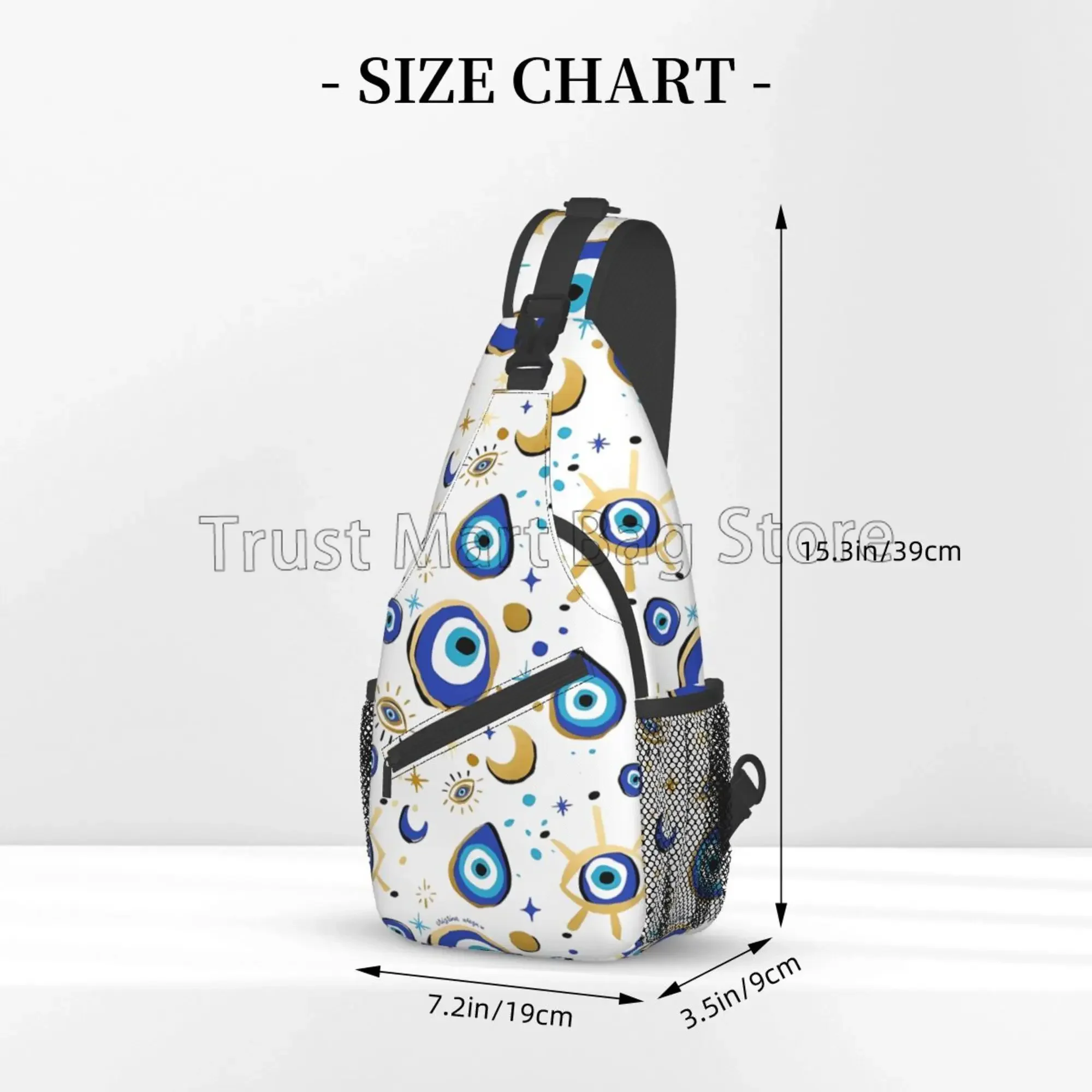 Mochila con tirantes de ojos malvados, bolso de hombro cruzado ligero, bolso de pecho Unisex, mochila informal para viajes al aire libre, senderismo y deportes