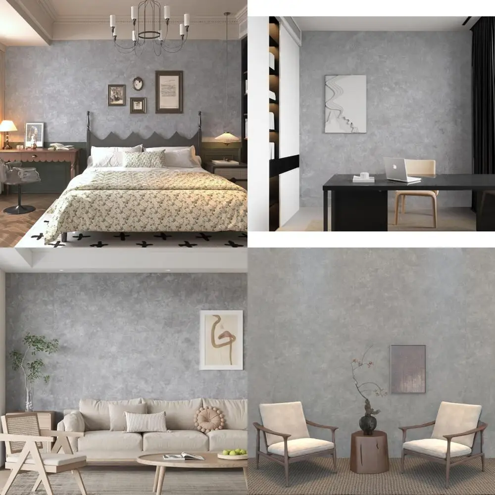 ورق جدران قابل للتقشير واللصق باللون الرمادي الفاتح السميك للغاية - ورق اتصال على الطراز الصناعي للجدران