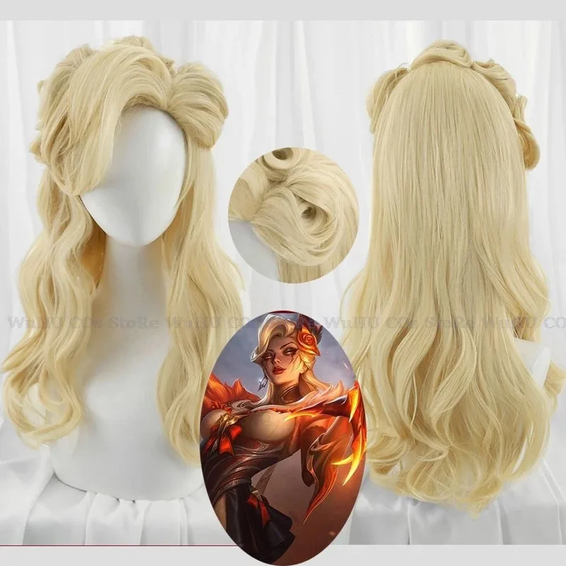 

Shadow Evelynn Cosplay Wig Game LOL Western Magic 55cm Blonde Women Cosplay Wigs Heat Resistant Synthetic Hair