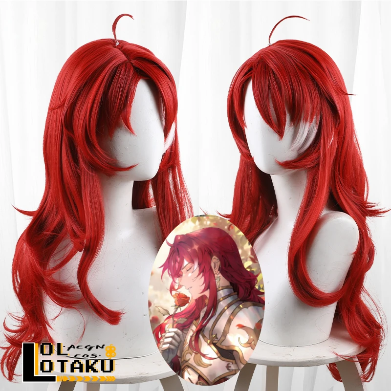 Argenti Cosplay Wig Honkai Star Rail Red White Long 70cm Wavy Synthetic Hair Heat Resistant Halloween Role Play + Free Wig Cap