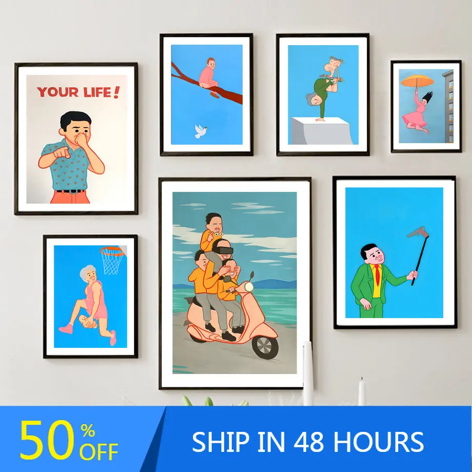 

Joan Cornella Exhibition Double Handstand Wall Art Canvas Painting Nordic Posters And Print Wall Picture For Living Room Decor