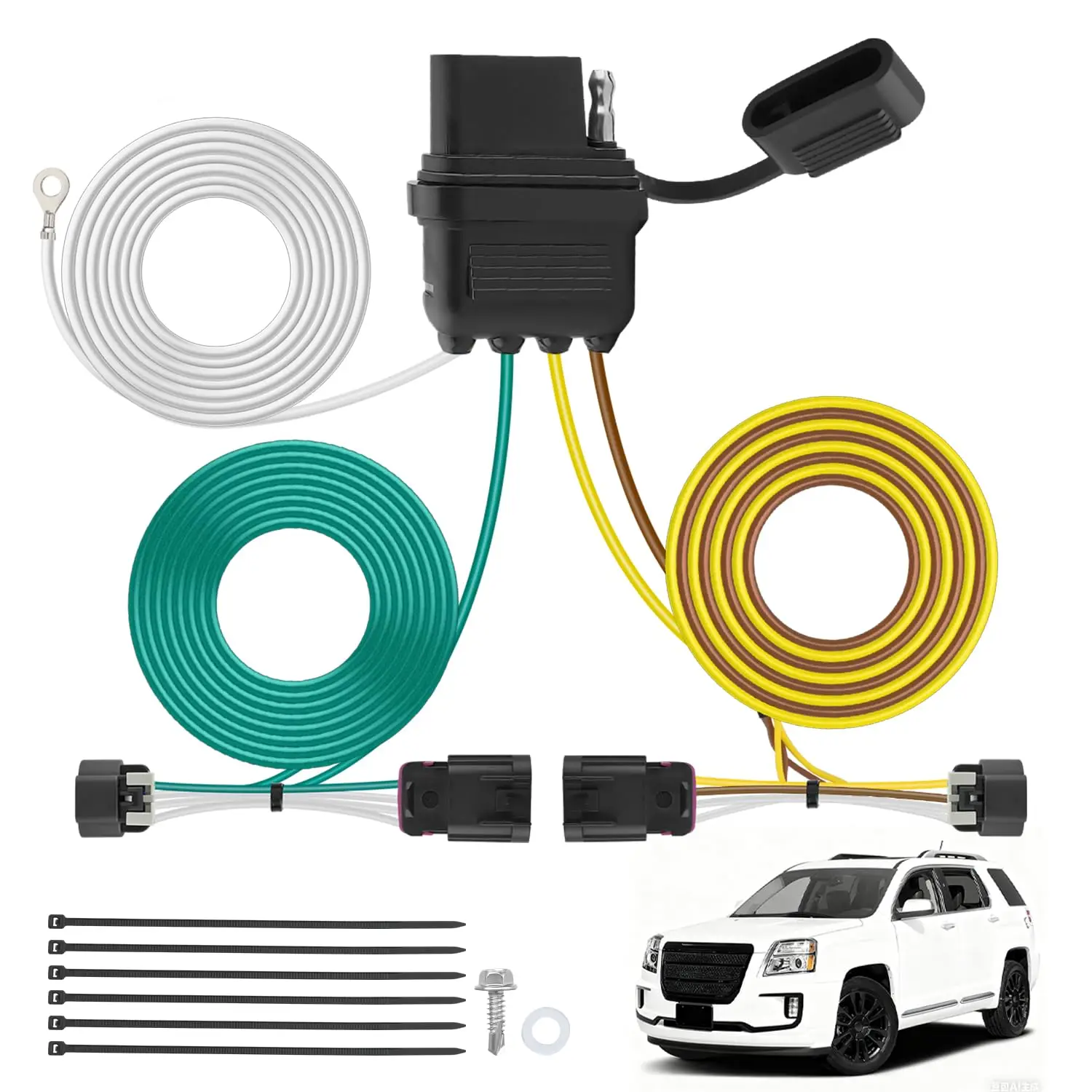 Nilight 4 Pin Trailer Wiring Harness Kit 56094 Vehicle Side | Custom for 2010 2011 2012 2013 2014 2015 2016 2017 Chevy Equinox GMC Terrain W/O Factory Simple Fit Hitch Towing Package