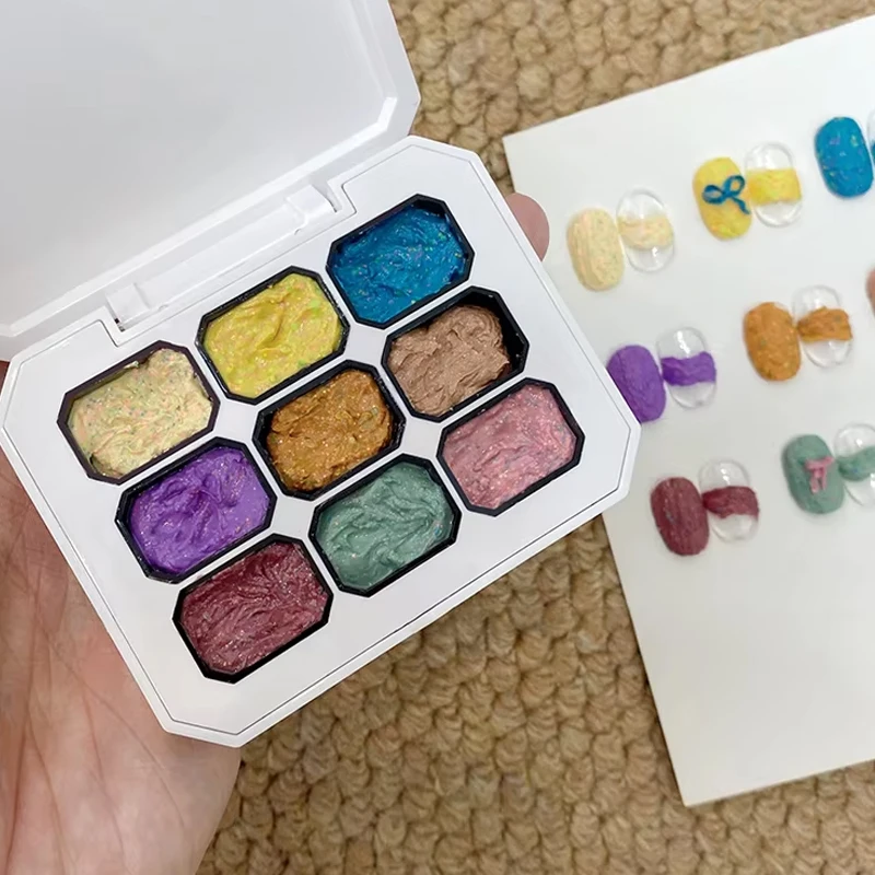 9 color candy-colored granular plaster gel, solid painting nail gel, UV nail gel, DIY nail art and nail art, a perfect gift f