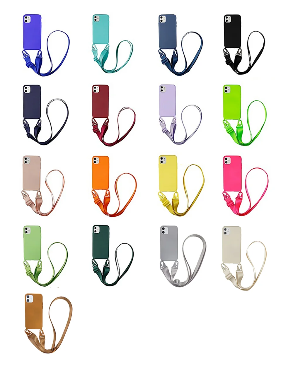 Crossbody Necklace lanyard with TPU Phone Case for iPhone 15 pro max 14 13 12 11 pro MAX XR Lanyard Silicone shockproof Cover