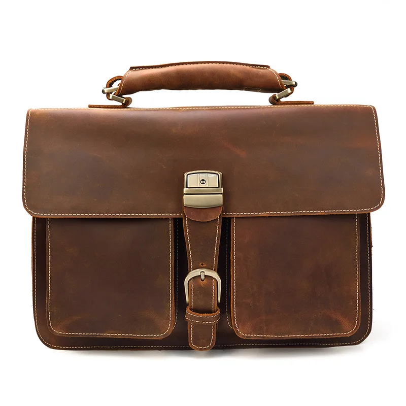 Männer Leder Tasche Für Männer Aktentaschen Aus Echtem Leder Anwalt/Büro Tasche Für Männer Tägliche Arbeits Taschen Retro Laptop tasche Schulter Taschen