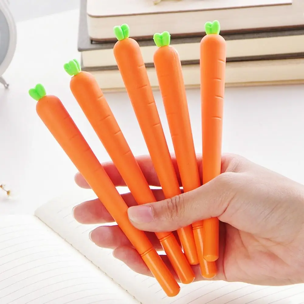 1/5Pcs Durable Simulation Carrot Gel Pen Quick-drying 0.5mm Black Pen Writing Stationery Erasable Pen