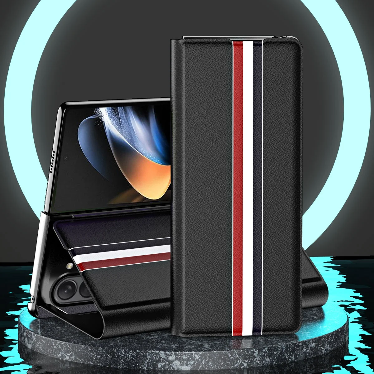 Para samsung z fold 7 6 5 4 3 fold7 fold4 fold3 fold6 capa protetora de couro para samsung galaxy z fold 5 5g fold5 capa de telefone