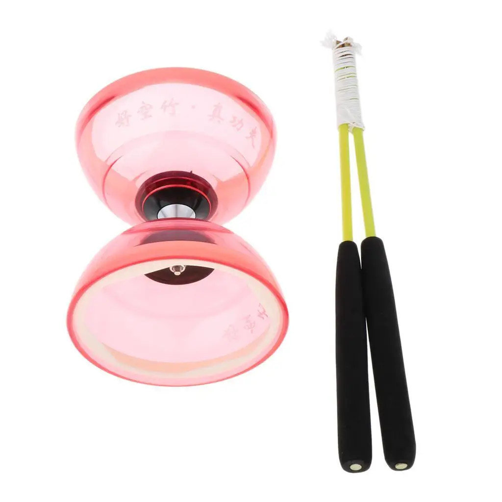 Diabolo unique à 3 roulements avec bâtons, jouet boule en caoutchouc, jouets de Coordination pour enfants et adolescents, au choix