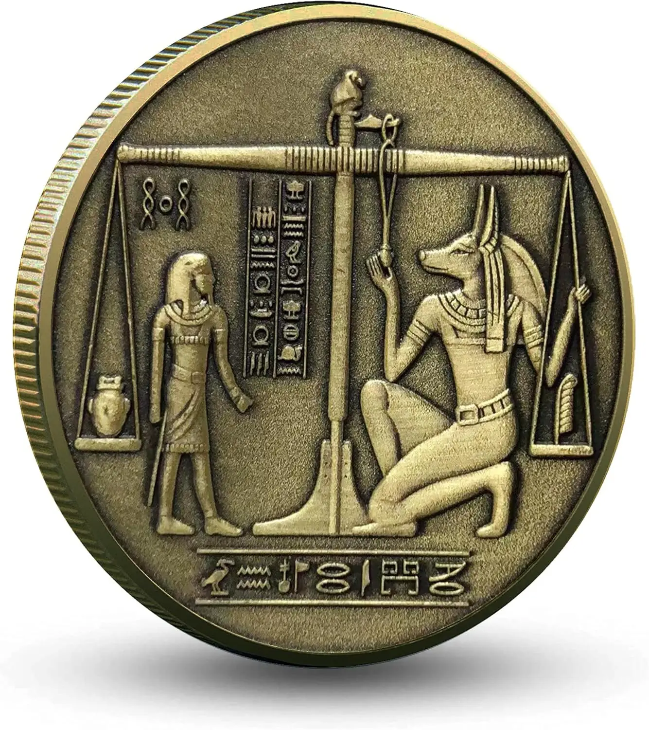 Egypt Culture Dead Guide and Guardian Anubis Scales of Judgment Challenge Coin