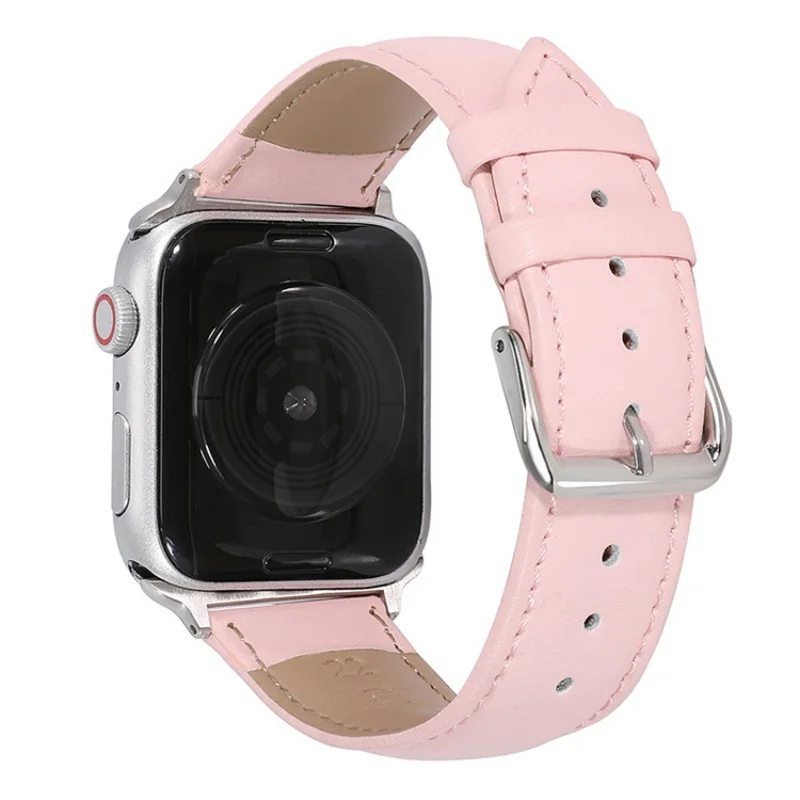 Мягкий кожаный ремешок из воловьей кожи для Apple Watch Ultra 2 Band S10 46 мм 42 мм 45 мм 40 мм 41 мм 44 мм Ремешок для iWatch Series 9 8 7 6 SE 5 4
