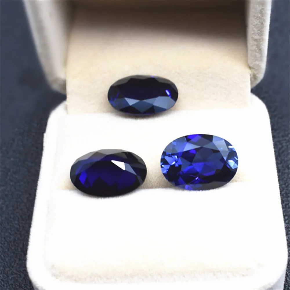 High Quality Sapphire Mohs Hardness 9 Oval Faceted Gemstone Grade AAA Cutting Egg Shape Royal Blue Sapphire Gem SP005