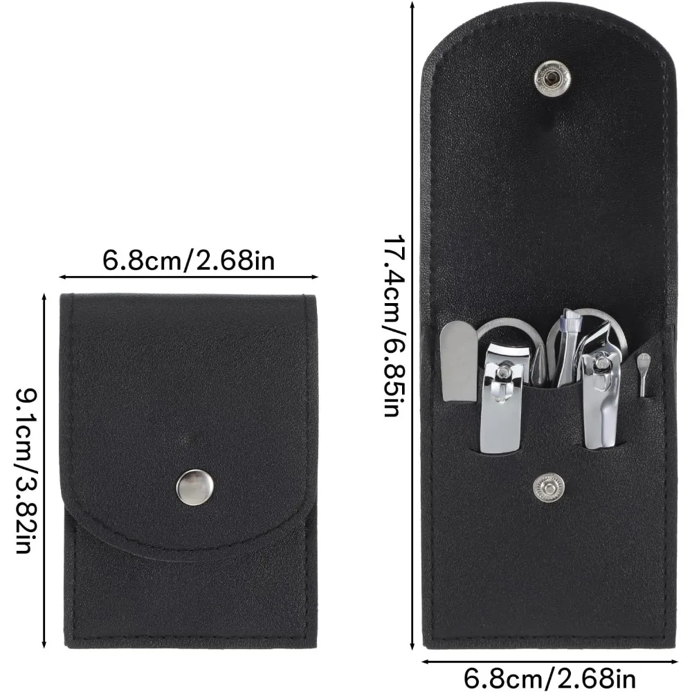 7-Piece Stainless Steel Nail Clipper Set with PU Leather Case, Premium Travel Grooming Kit for Unisex