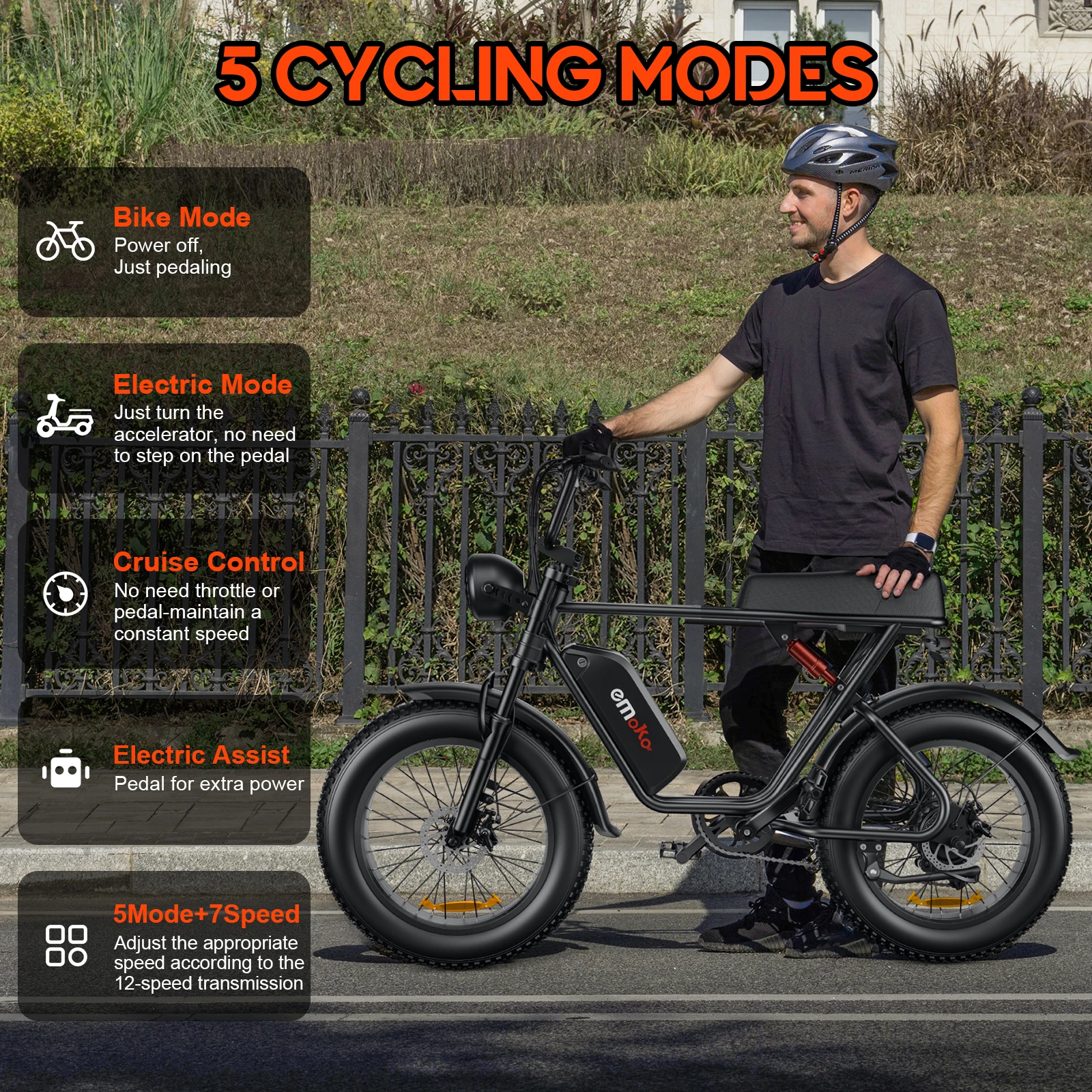 

EMOKO C91 Ebike Peak 1200W 48V 20AH Removeable Battery bicicleta eléctrica Max Torque 80NM 20inch Long Range Electric bike