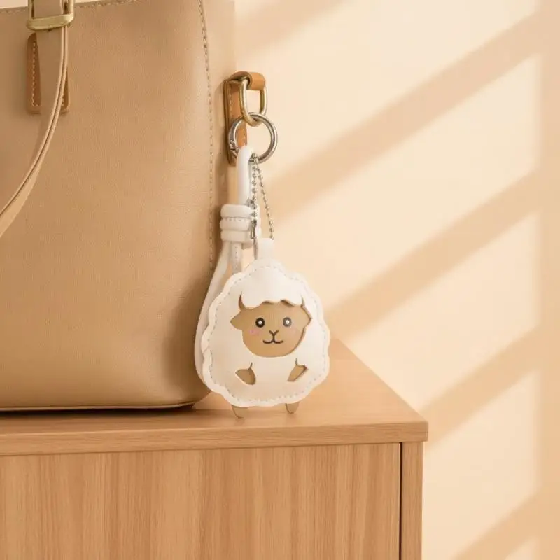 Kawaii Schaf-Leder-Schlüsselanhänger, niedlicher Cartoon-Lamm-Anhänger mit Handschlaufe für Schüler, Schulranzen-Accessoire – Detail 10