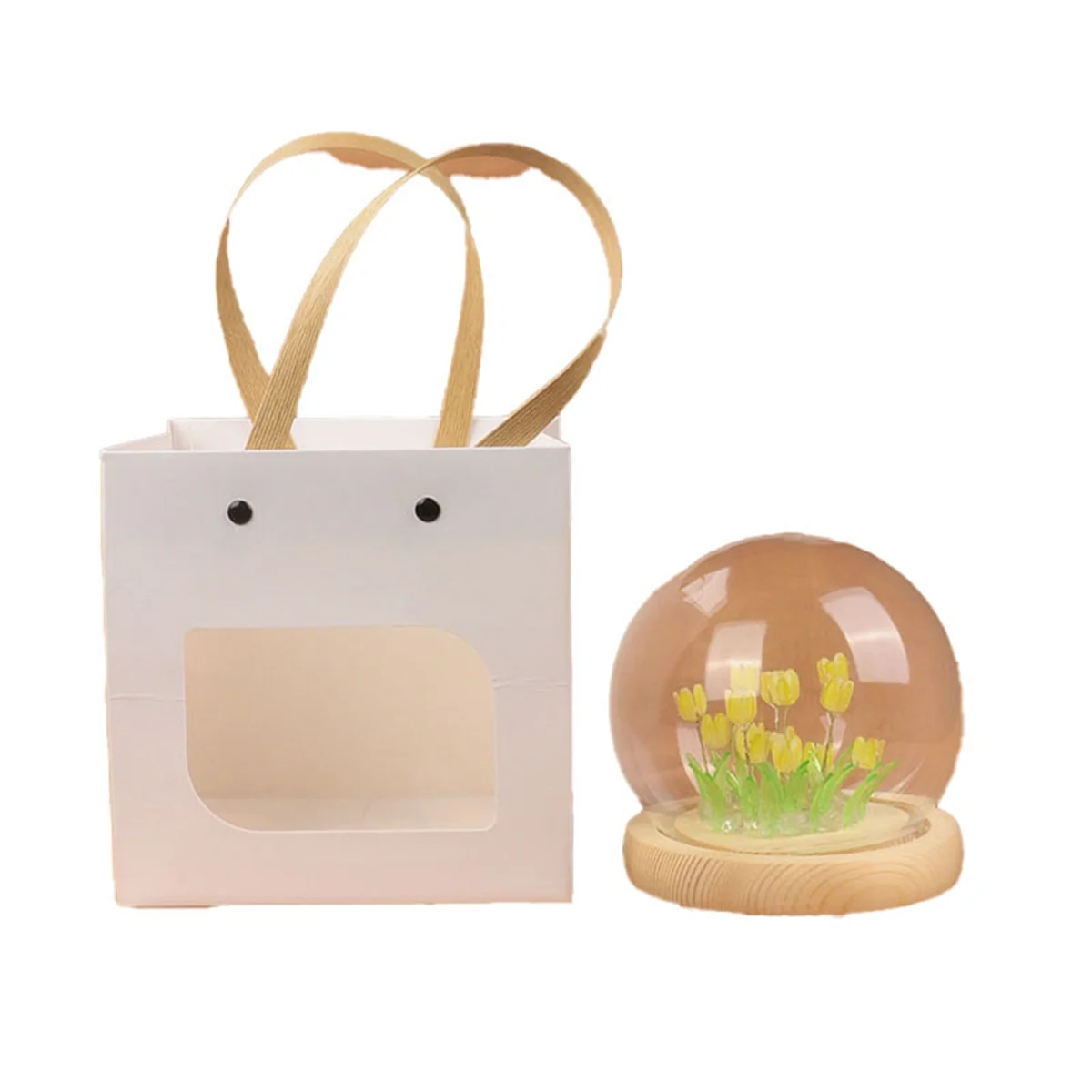 

A71P Artificial Tulip Flower Night Light Ornaments Handmade DIY Bedside Lamp LED Night Lamp Bedroom Decor Table Lamp,Yellow