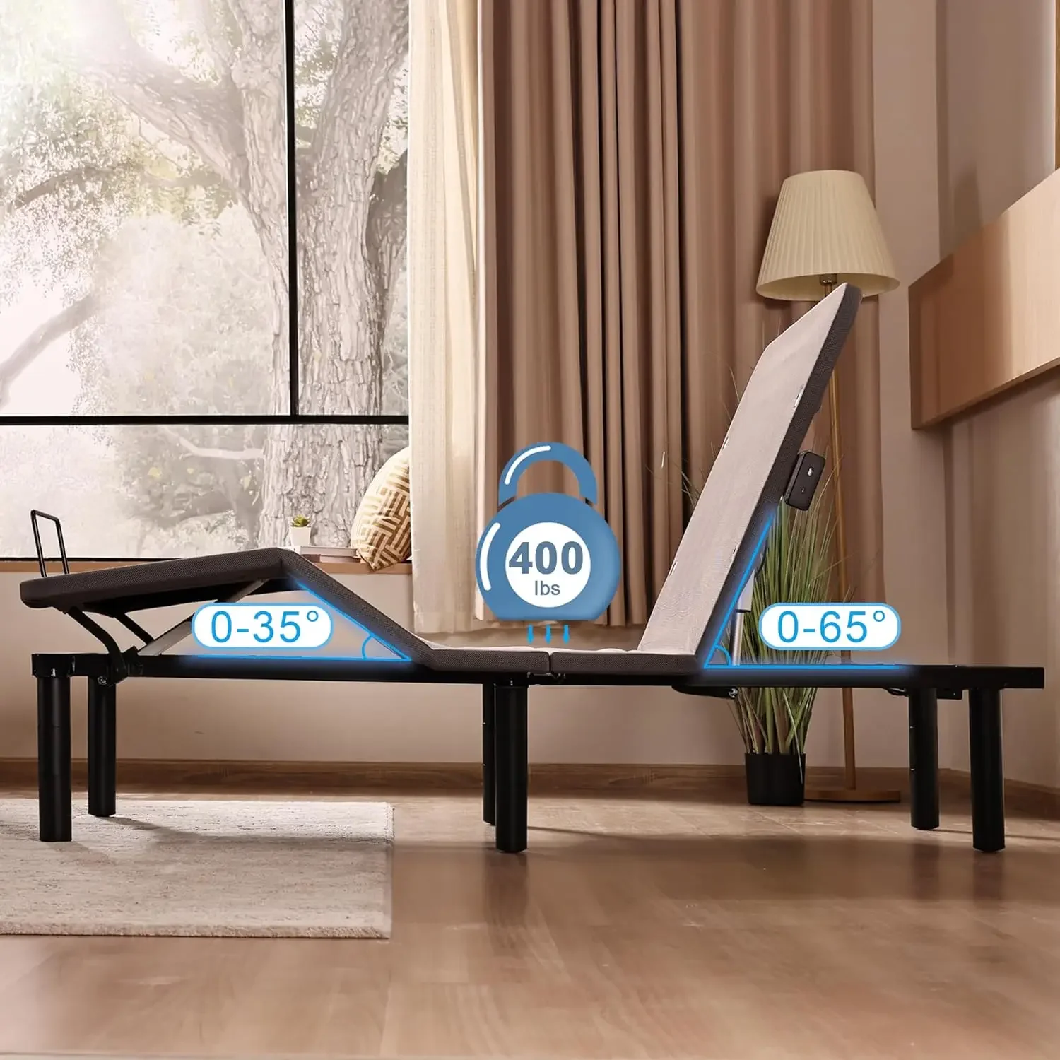 Electric Adjustable Bed Frame Bed Base, Zero Gravity,USB Type C Charging- Head and Foot Incline,Under Bed Lighting,Easy