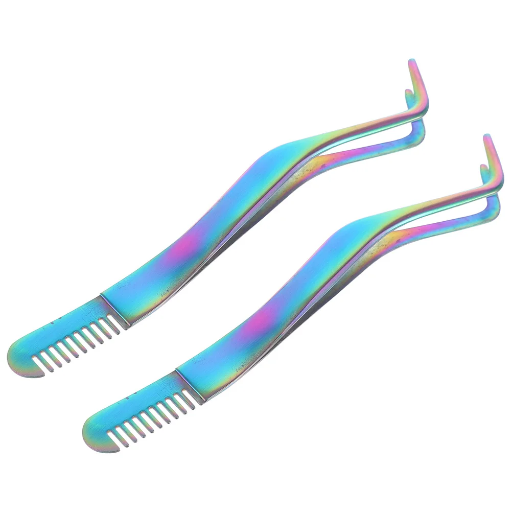 Pinça de cílios premium, 2 peças, aplicador de cílios de aço inoxidável para cílios postiços, fácil de usar, aplicação limpa, sem danos para