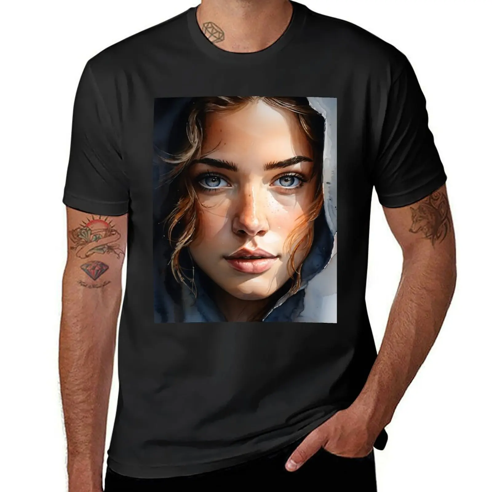 Vibrant Watercolor Portrait: Sharp Focus and Studio Captured T-Shirt heavyweights quick-drying sublime plus sizes Men's t-shirt