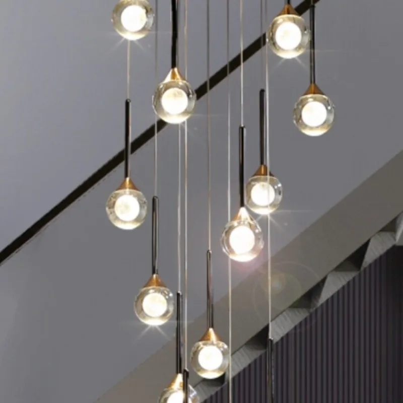 

Moon crystal staircase lamp long chandelier modern light luxury self-built house villa overhanging leap