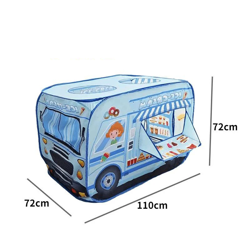 Kids Ice Cream Van Pop Up Play Tent for Kids Foldable Indoor & Outdoor Playhouse Vehicle Toys for Toddlers Boys and Girls Gift