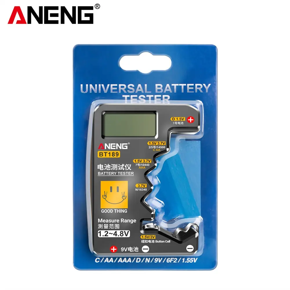 ANENG BT189 Knoopcelbatterijtester 9V N D C AA AAA Universele huishoudelijke LCD-scherm Batterijtester Power Bank Detectoren Gereedschap