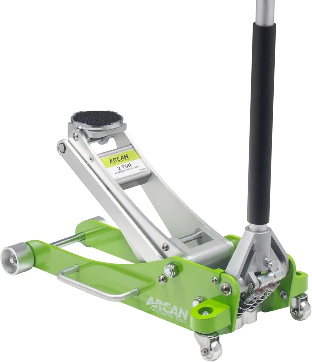 

Домкрат напольный алюминиевый 2-тонный с быстрым подъемом, двойными поршнями, усиленной рукояткой и защитным бампером для автомобиля