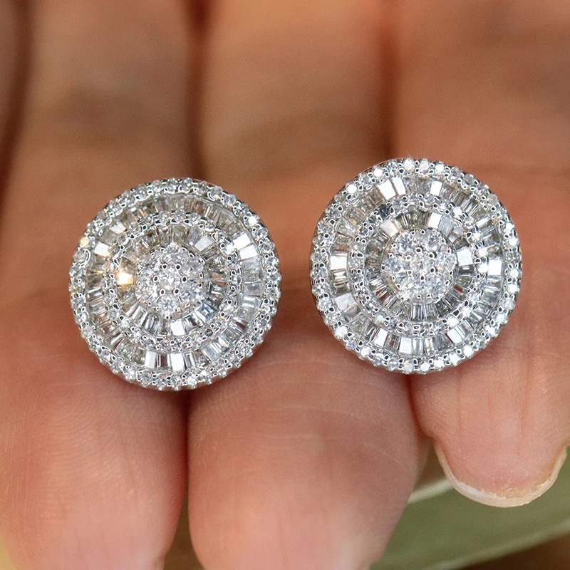 KUGG 100% 18K أقراط الذهب الأبيض الفاخرة شكل دائري 1.10 قيراط أقراط الماس الطبيعي الحقيقي للنساء مجوهرات الحفلات العالية #4