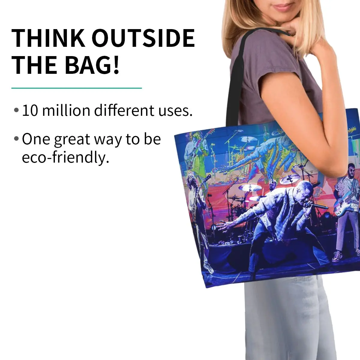 Imagine Dragons Band Loom Tour Shopping Tote Bag Canvas Large Capacity Shoulder Bags Shopper Grocery Handbag for Women