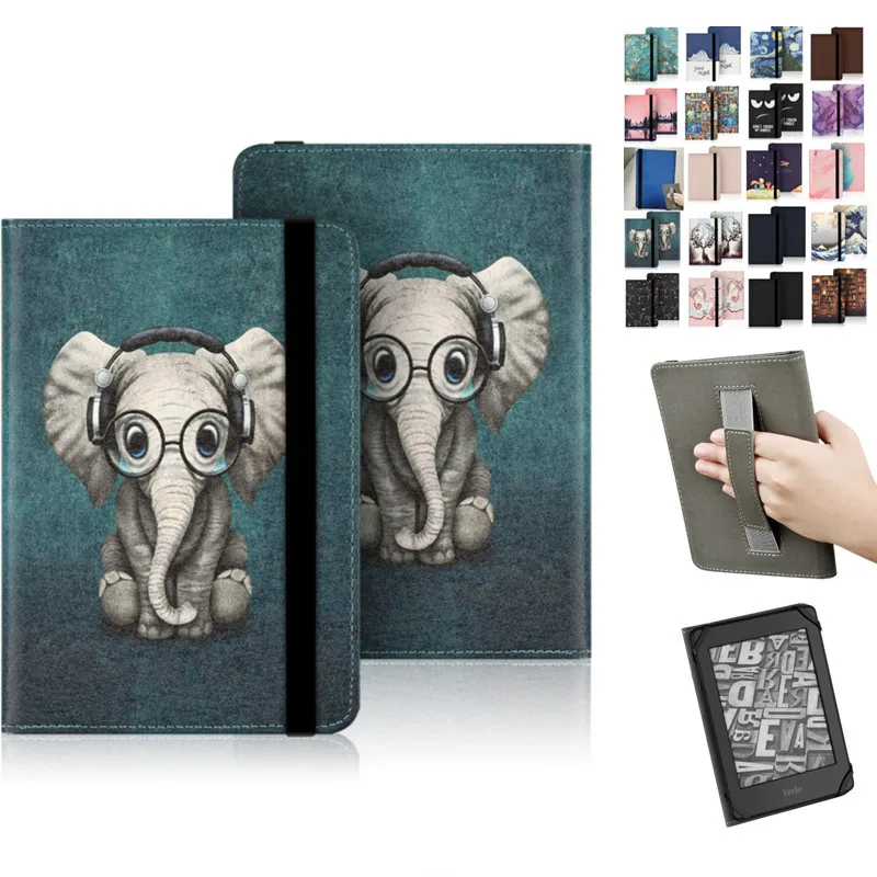 Universal With HandStrap Case Print Cover for Kindle/Sony/Digma/DEXP/Onyx Boox/BQ/Kobo/PocketBook 6 Inch EBook EReader Cute Case