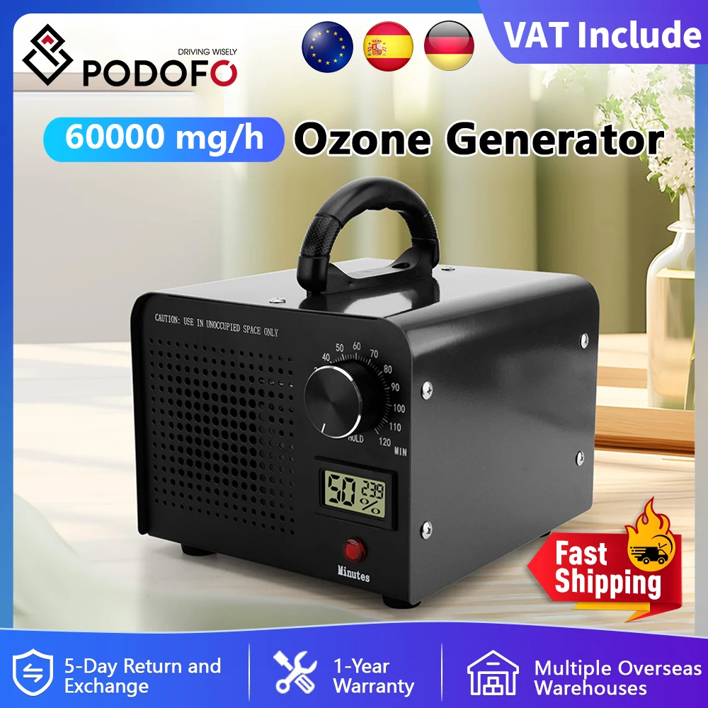 Podofo Macchina di Ozono Generatore di Ozono Purificatore D'aria Rimuovere FormaldeideOdore Deodorizzare Cucina di Casa Ufficio Auto Ozono Animali Domestici Cleaner