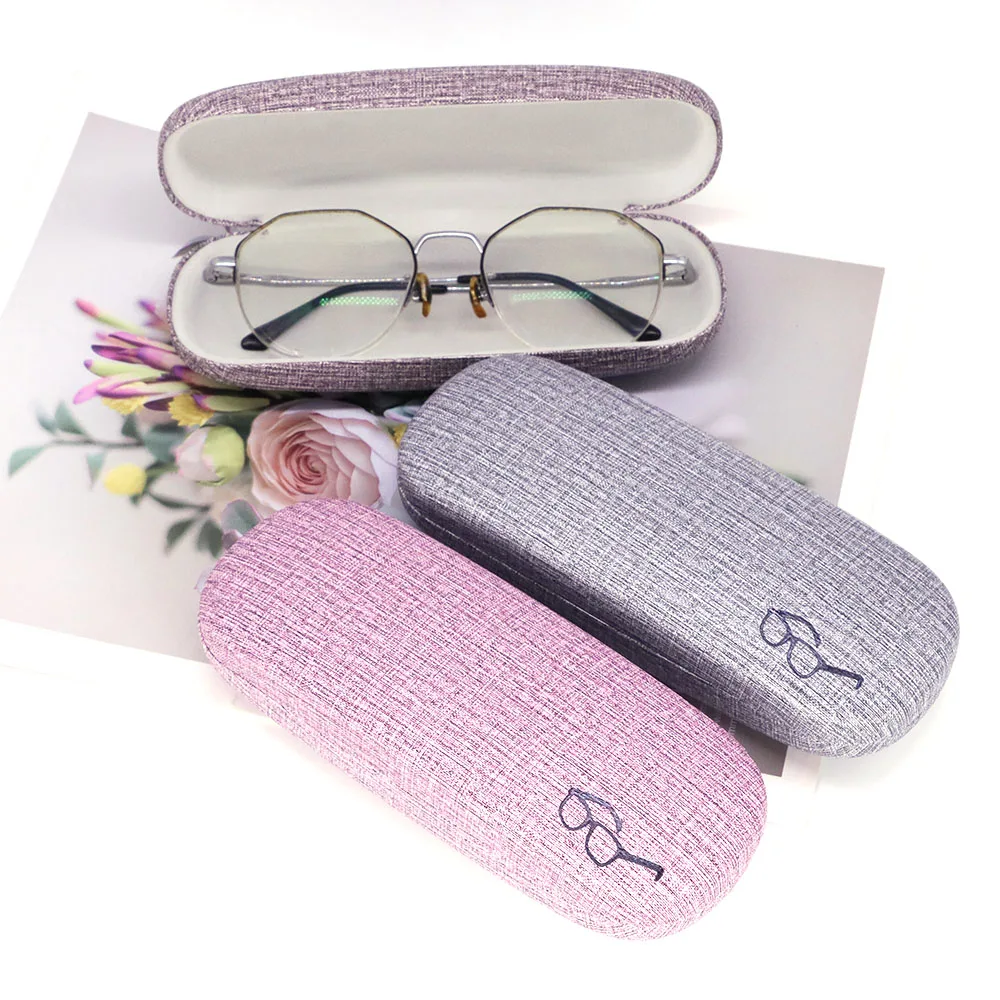 

Myopia Glasses Sunglasses Cases Linen Grain Hard Kit Holder Metal Reading Glasses Case For Men Women Eyeglass Box Student Supply