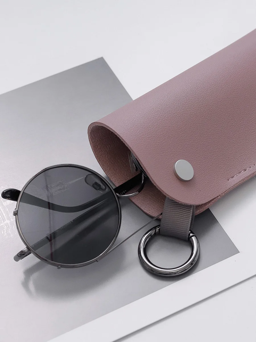 

Портативный противоударный футляр для очков с кольцом для подвешивания, кожаный чехол для очков по рецепту