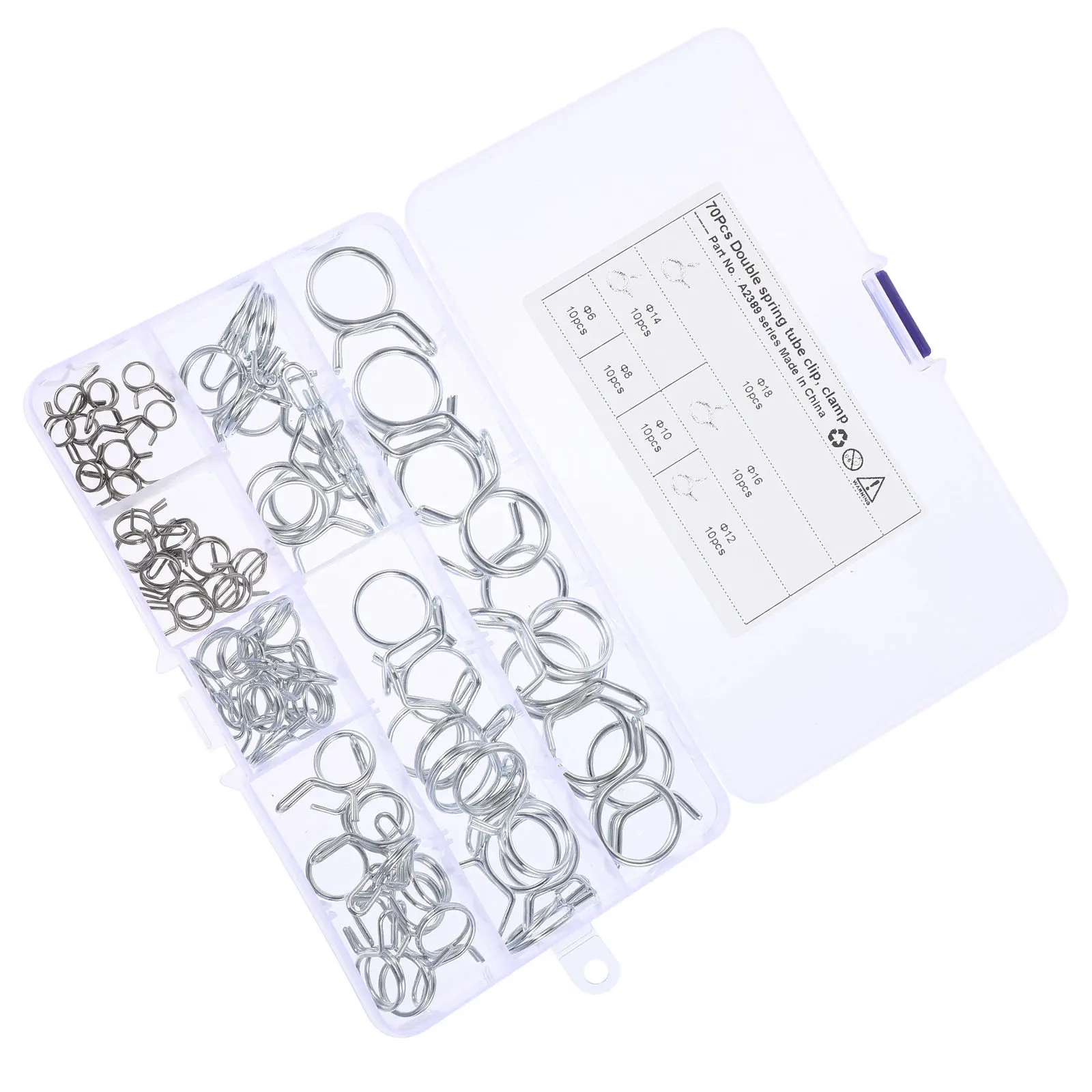 70Pcs Double Wire Spring Clamp Heavy Duty Steel Fuel Hose Clamp for Automotive Motorcycle Silicone Vacuum Line Tubing Fastener