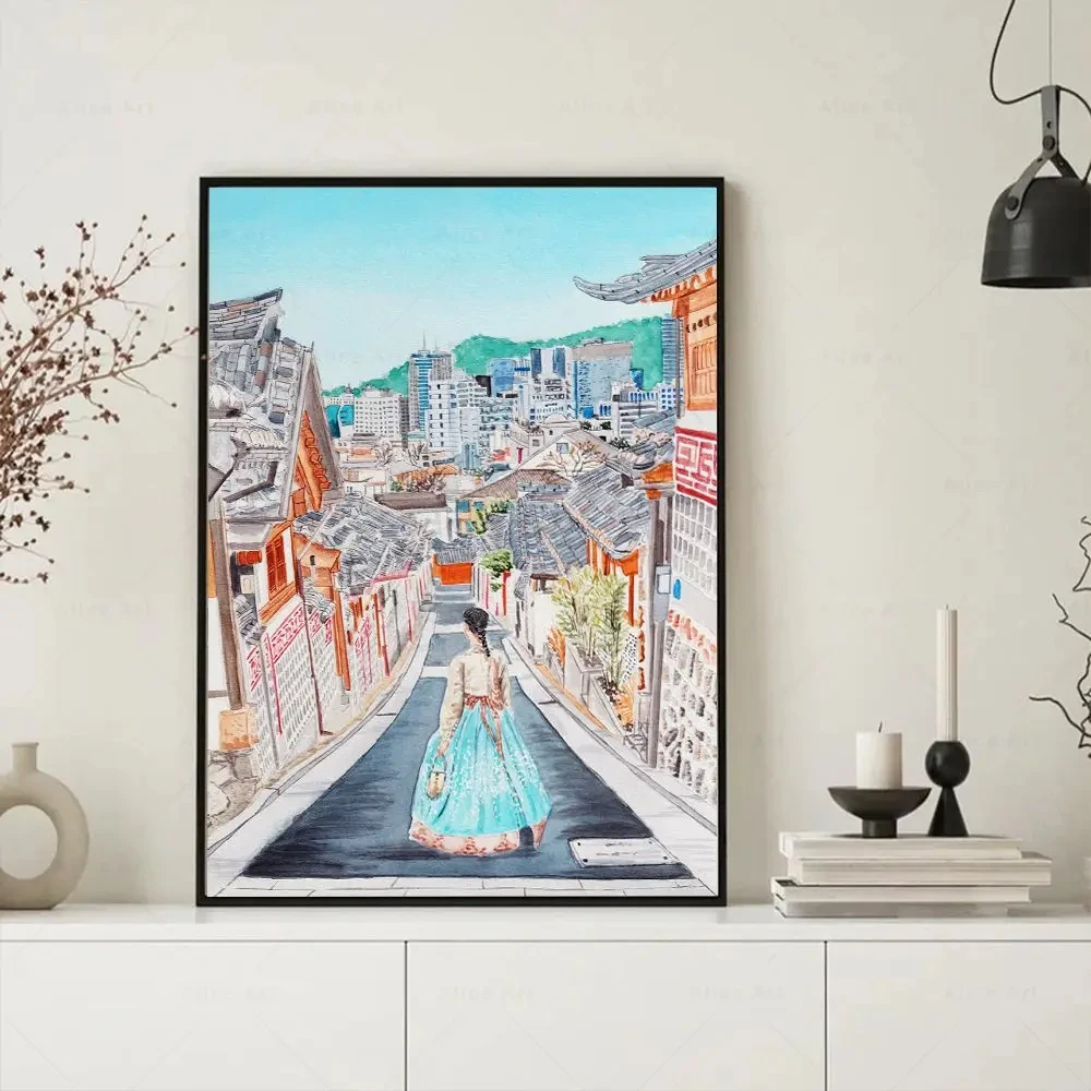 Dipinti su tela immagine corea del sud viaggi Wall Art poster e stampe Travel City decorativo Room Home Decor regalo per l\'inaugurazione della casa