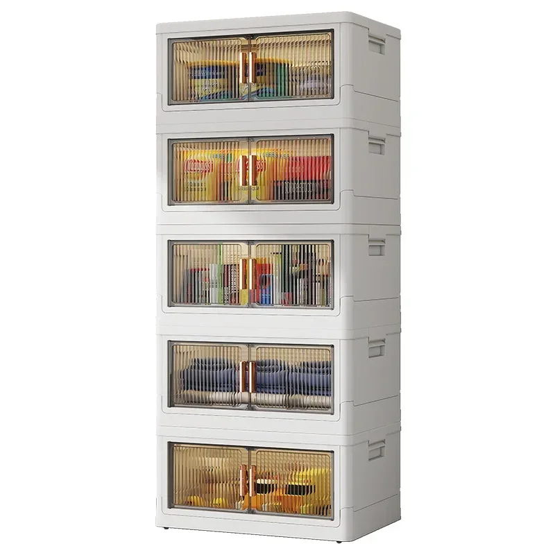 Wardrobe Storage and Storage Rack Foldable Storage Box with Lid and Dual Magnetic Door Stackable Suitable for Family Living Room