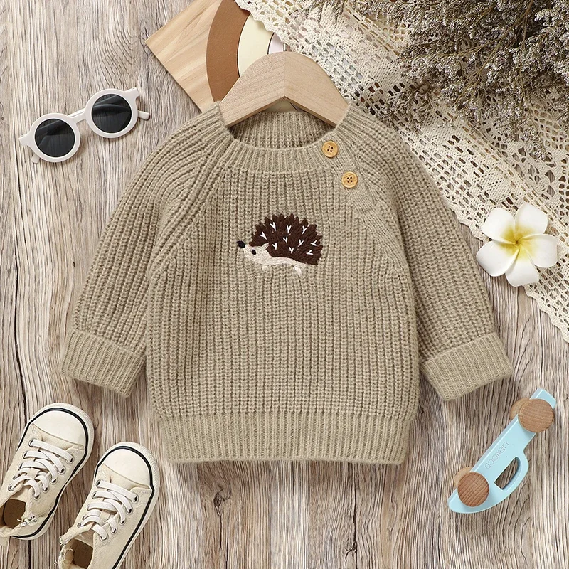 Baby Sweaters Knitted Newborn Girl Boy Pullover Long Sleeve Autumn Infant Children Clothing Cute Cartoon Hedgehog Tops Outerwear