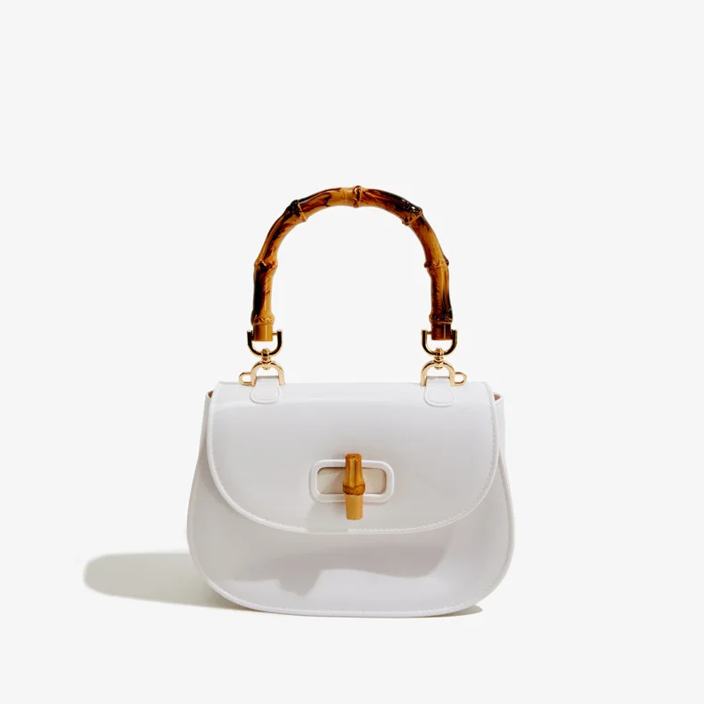 2025, Sommer-Tasche mit Bambusgriff, niedliche Umhängetasche für Damen, modische Tragetasche mit Griff oben, vielseitige Tag-zu-Nacht-Tasche, schicke Umhängetasche ​