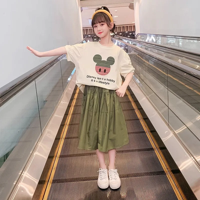 

Children's Sets Girls summer skirt + cartoon short-sleeved T-shirt skirt Korean style two-piece set Loungewear Outfit