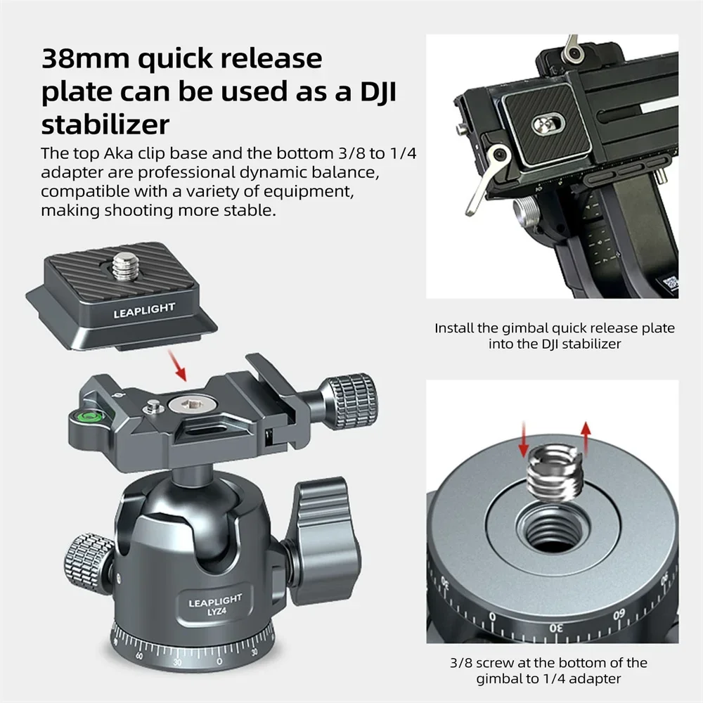 ユニバーサル-360-ボールヘッド-マウント-アルミニウム三脚ヘッド、ダンピング-クイック-リリース付き、iphone-ソニー-カメラおよびライブ-アクセサリー用