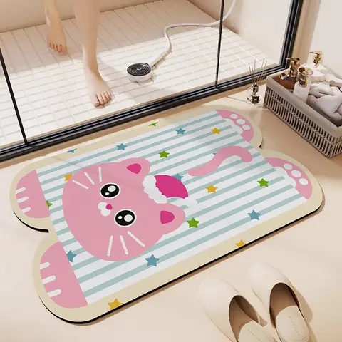 1pc 만화 욕실 매트 미끄럼 방지 흡수성 안티 가을 규조토 진흙 멀티 사이즈