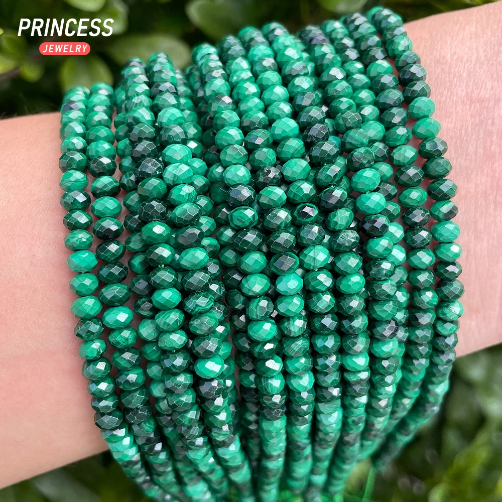 

A++ Natural 3*4mm Malachite Faceted Rondelle Beads Loose Gemstone Beads for Jewelry Making Wholesale Crystal DIY Accessories