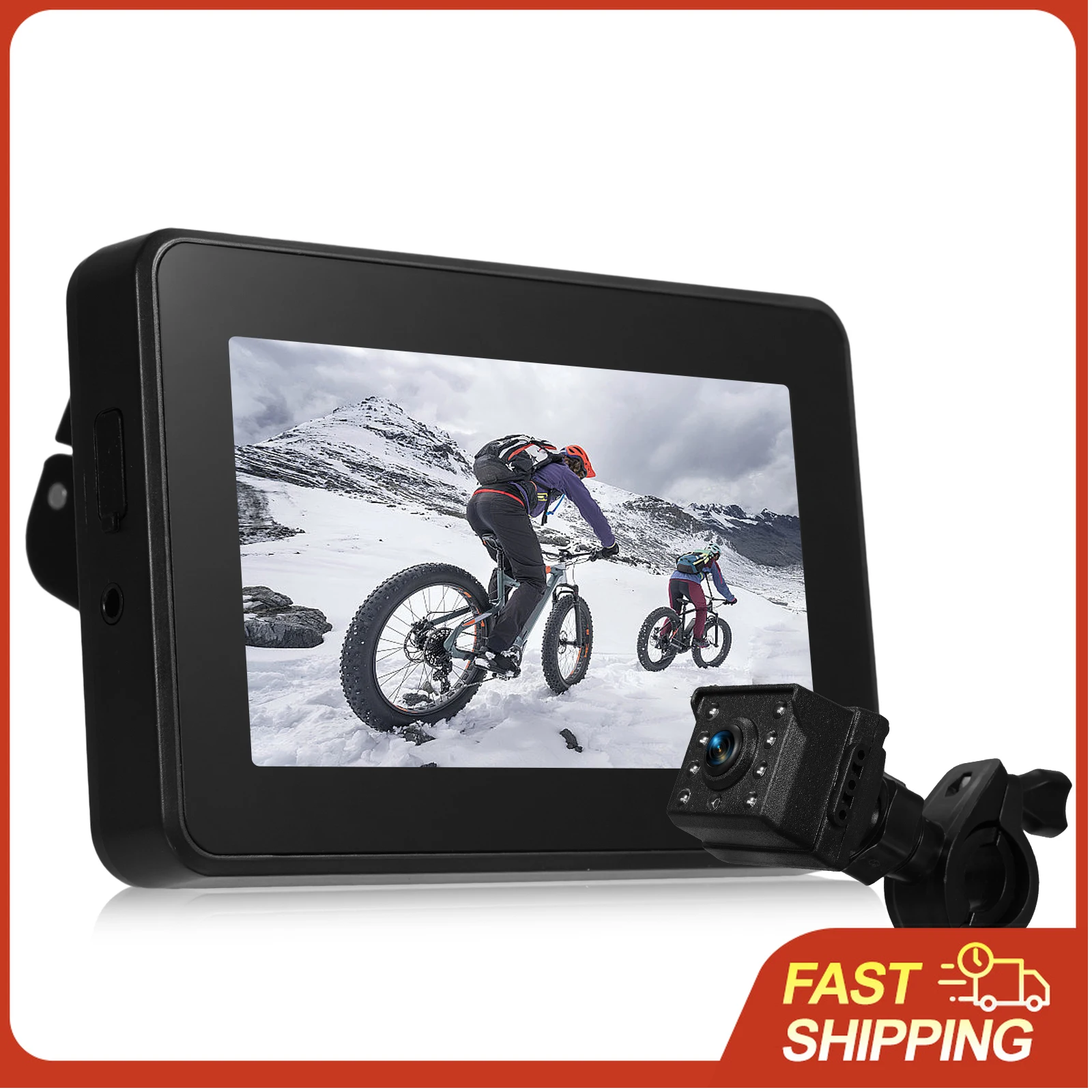 

Зеркало на руль велосипеда с камерой заднего вида 1080P и 4,3-дюймовым дисплеем 110 ° Поворотный кронштейн с широким углом обзора, совместимый с Moun