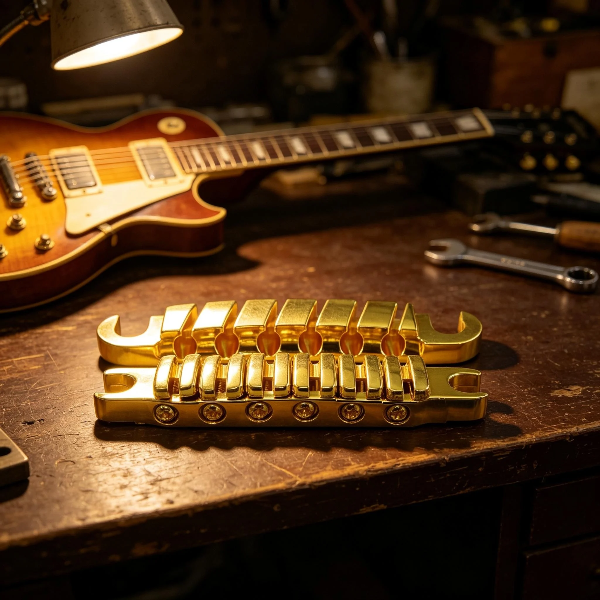 RUKOVA LP Jazz Electric Guitar Tune-O-Matic Bridge, Split Independent Adjustable String Saddles 10.4MM for Les Paul Style Guitar