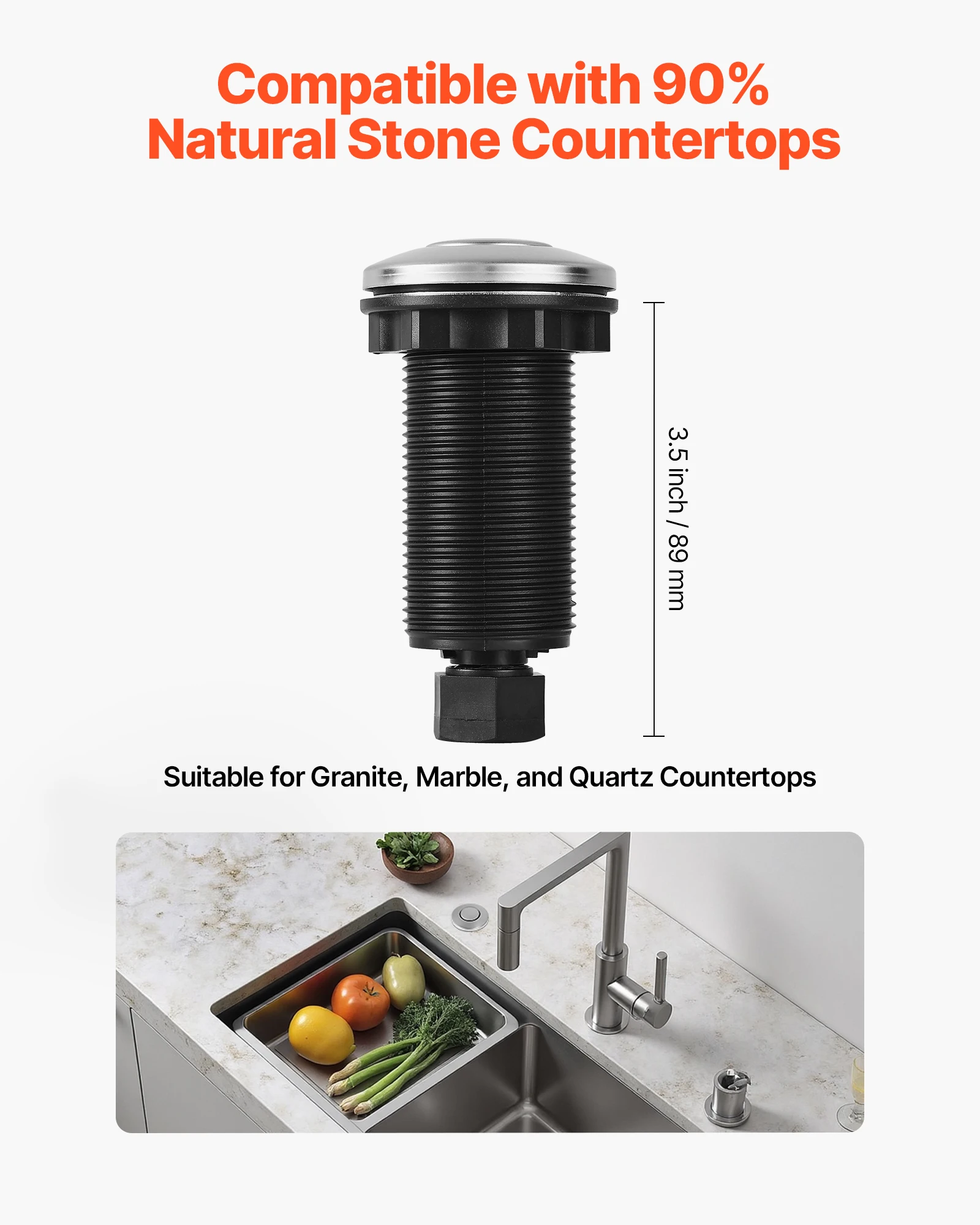 VEVOR  Garbage Disposal Air Switch Kit Dual Outlet Sink Top Air Switch for Food Waste Disposal Stainless Steel ON/OFF Button