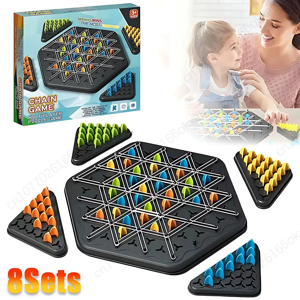 1-8 pçs nova geometria corrente xadrez quebra-cabeça triângulo xadrez jogo de mesa treinamento interação familiar exercício pensamento brinquedos presentes